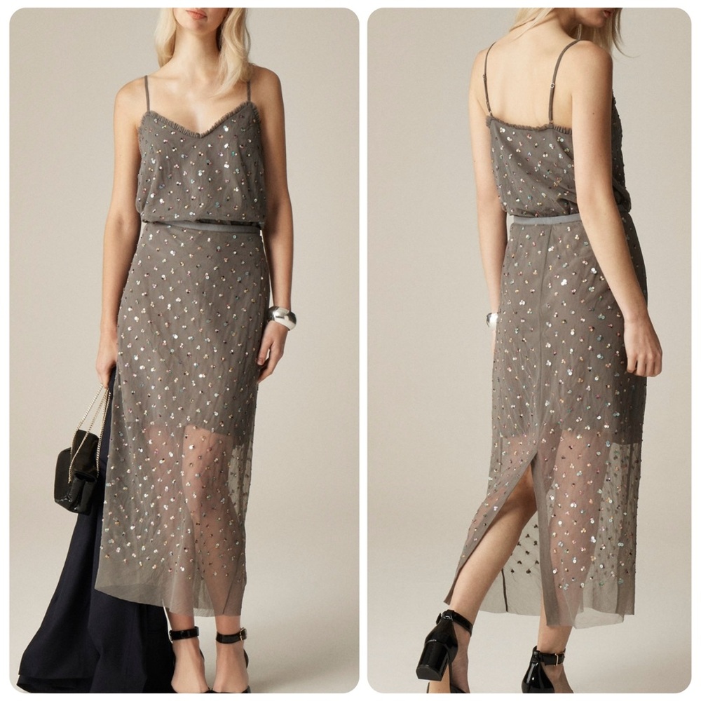J. Crew Collection New Gwyneth Layered Slip Skirt in Sequin Mesh